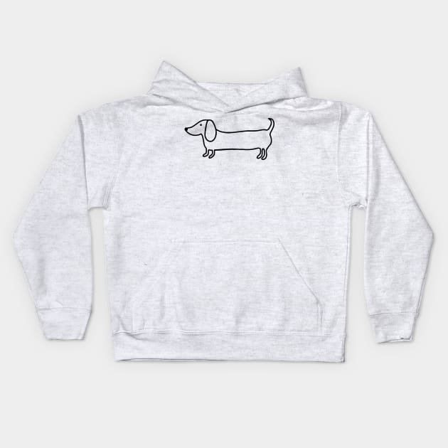 Simple dachshund black drawing Kids Hoodie by bigmoments
